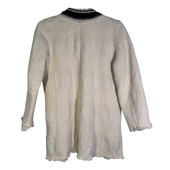 Chico's Women's Size 1 (M) Cotton Knit Blanket Woven Coat Cardigan Sweater - Picture 2 of 5